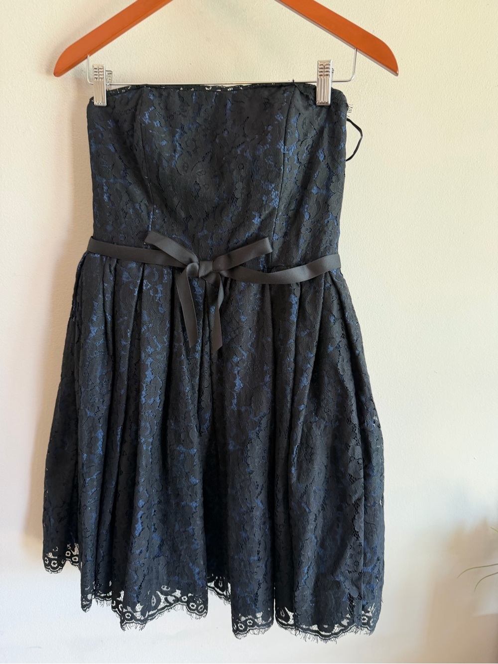 Robert Rodriguez Neiman Marcus Target Black Blue Lace Strapless Cocktail Dress 6